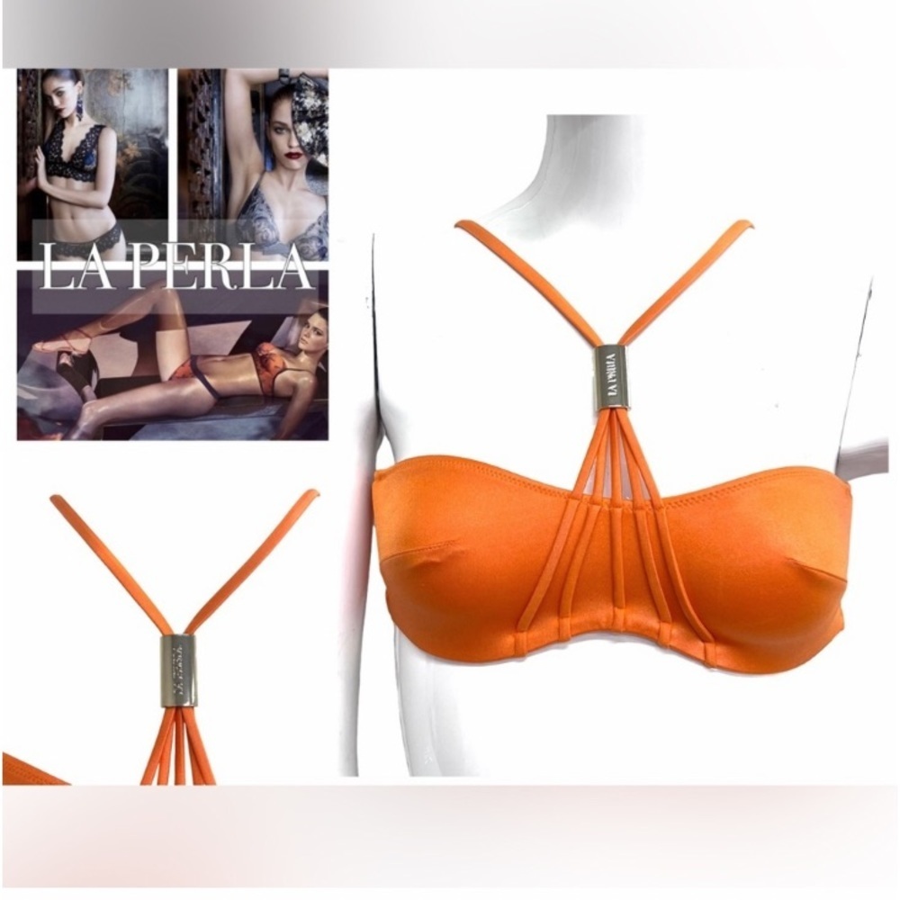 La Perla Reggiseno Top Swimsuit Bikini Top Orange Gold 6